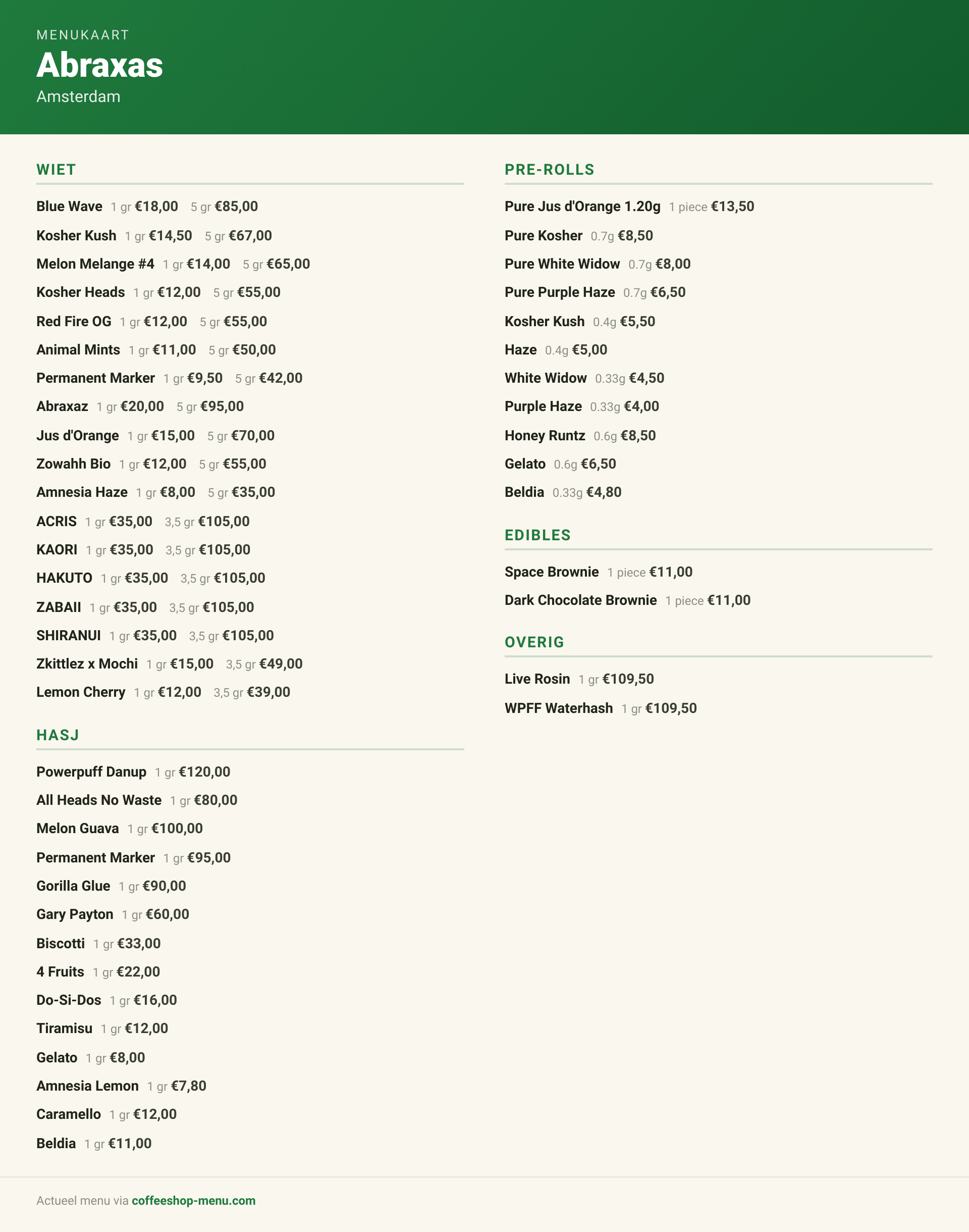 Menu bij Abraxas