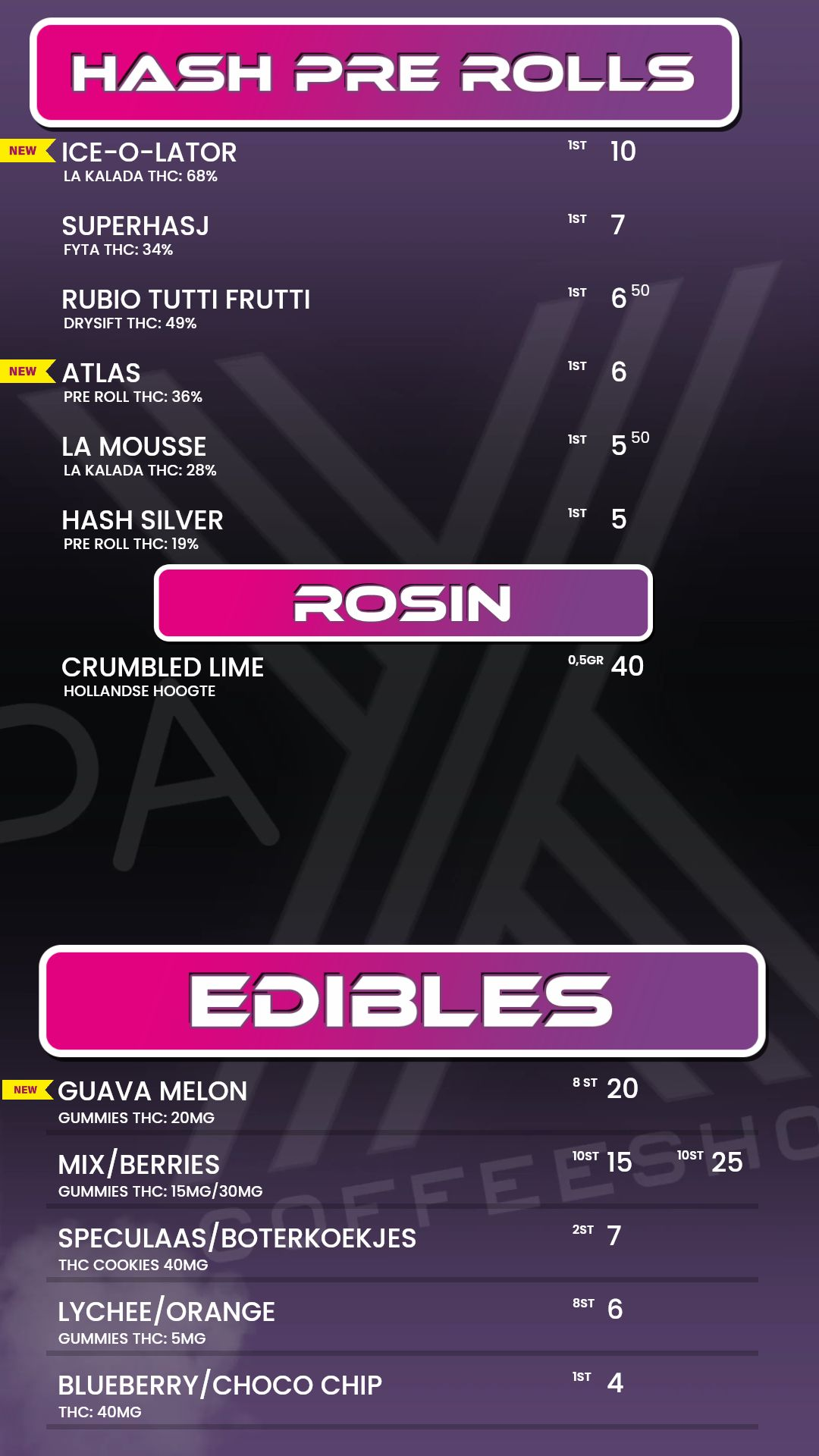 Menu bij Pax