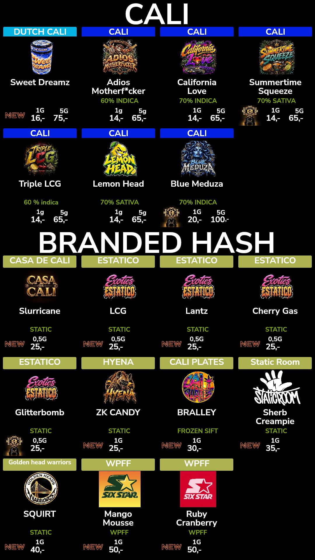 Menu bij Strain Fellows
