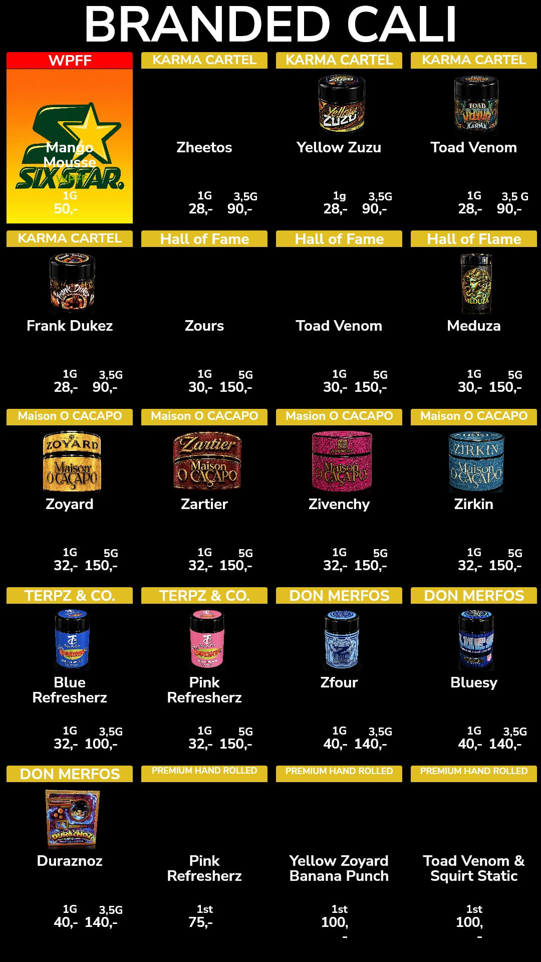 Menu bij Strain Fellows