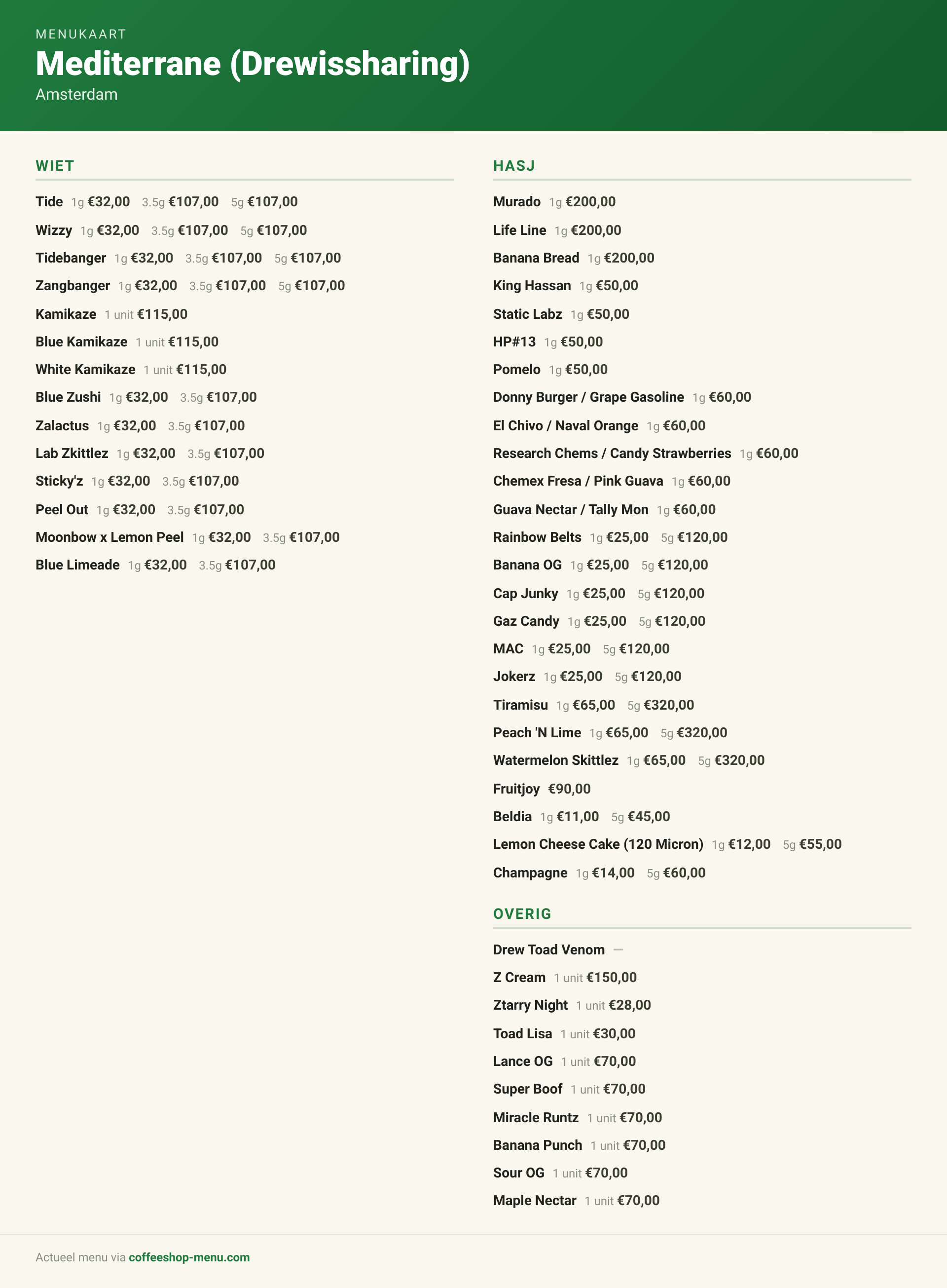 Menu bij Mediterrane (Drewissharing)