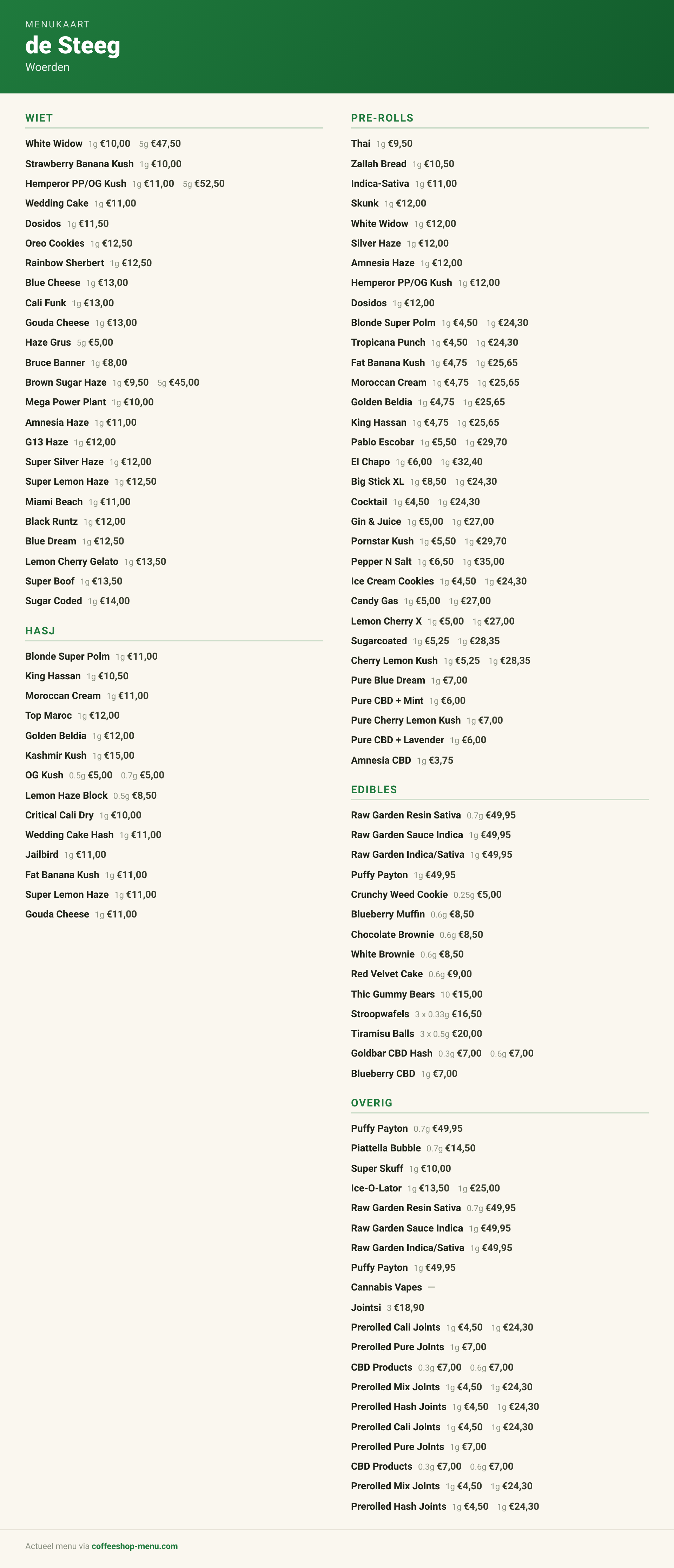 Menu bij de Steeg