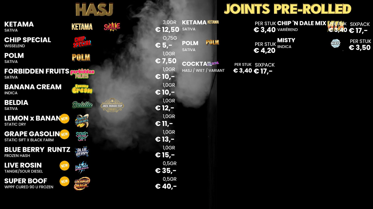 Menu bij Chip 'n dale